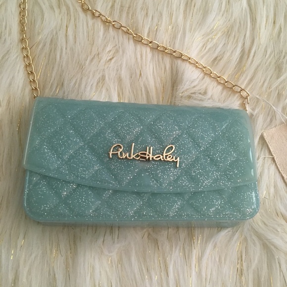 Pink Haley Handbags - Blue sparkle jelly crossbody